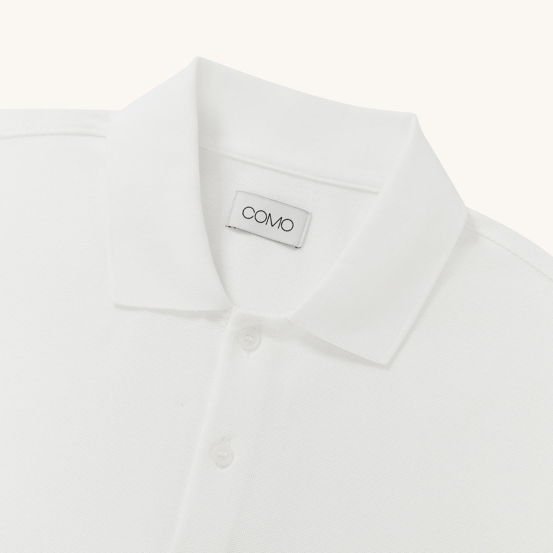 COMO Classic Cotton Piqué Polo in White