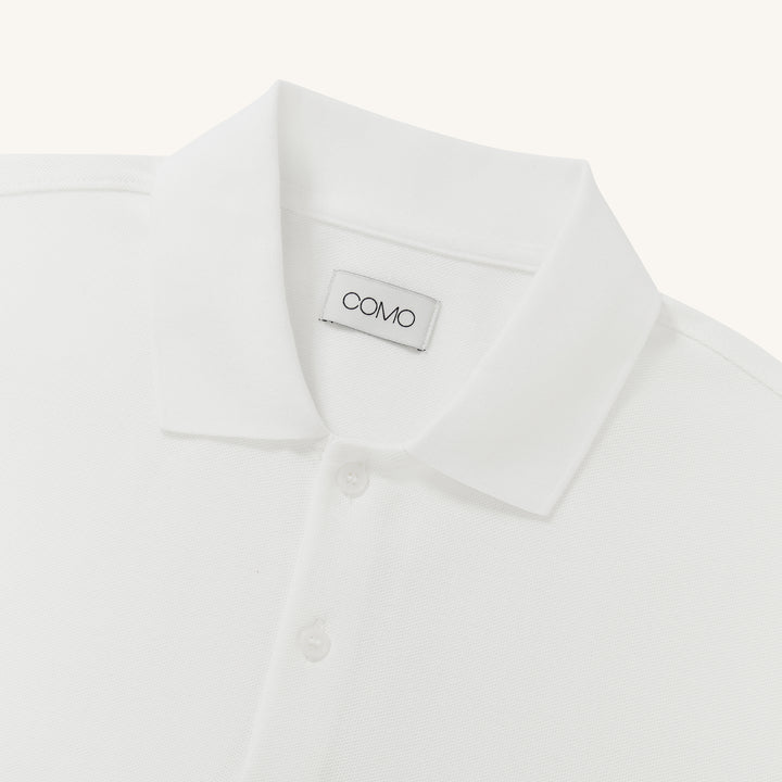 COMO Classic Cotton Piqué Polo in White