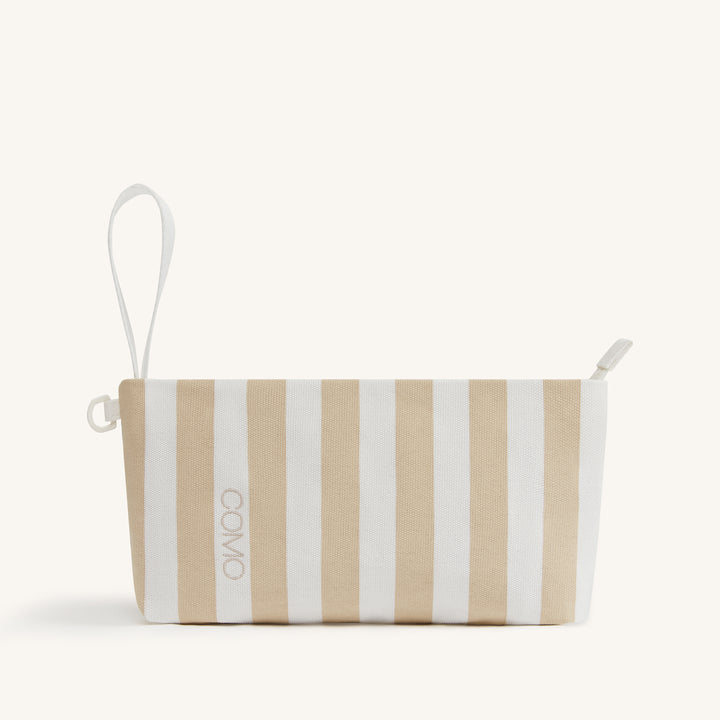 COMO Canvas Pouch in Taupe and Green