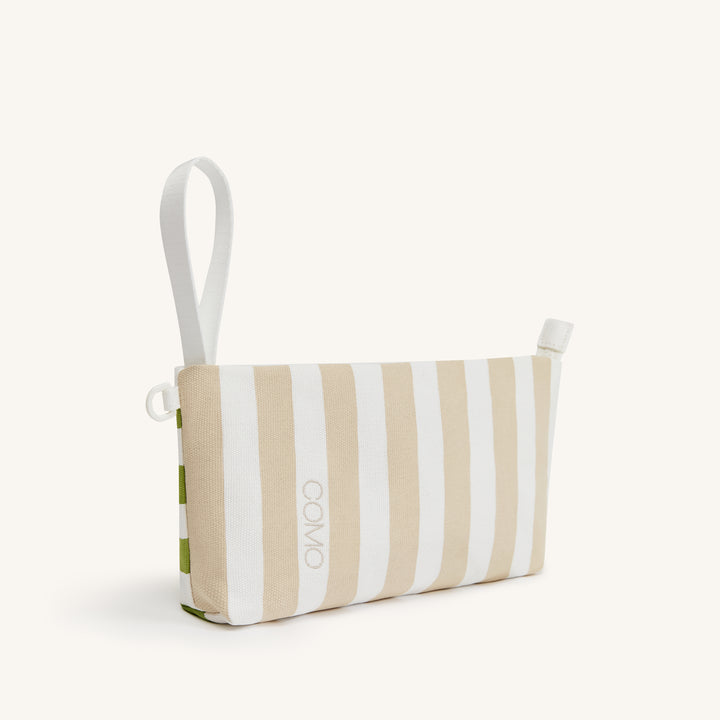 COMO Canvas Pouch in Taupe and Green