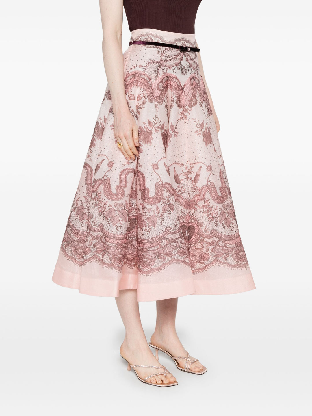 Crush Flared Midi Skirt