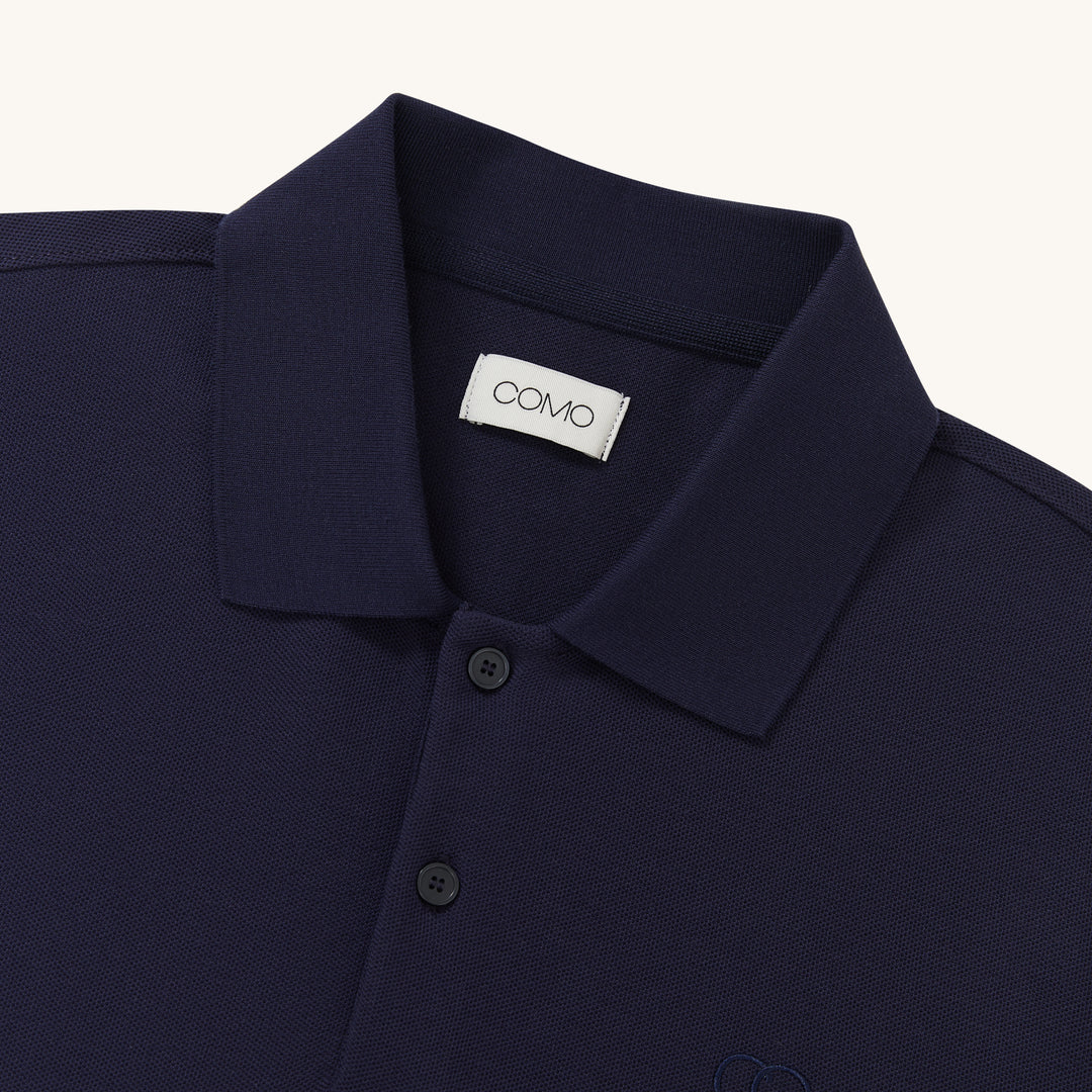 COMO Classic Cotton Piqué Polo in Navy