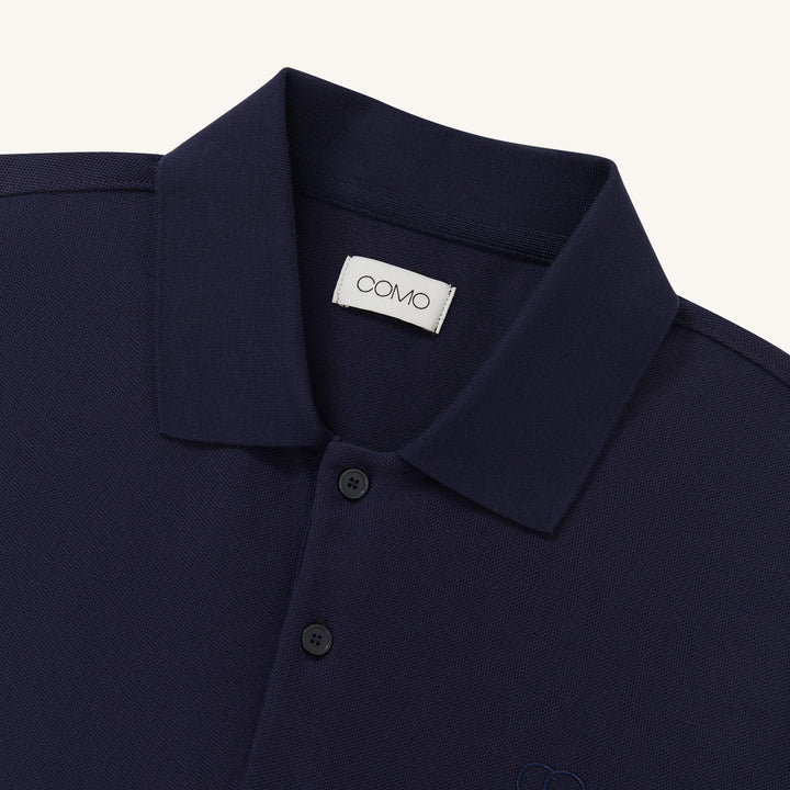 COMO Classic Cotton Piqué Polo in Navy