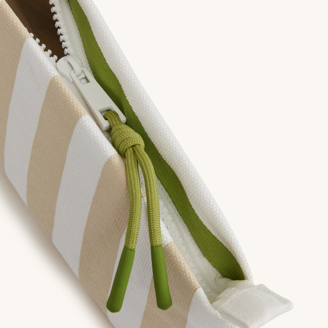 COMO Canvas Pouch in Taupe and Green