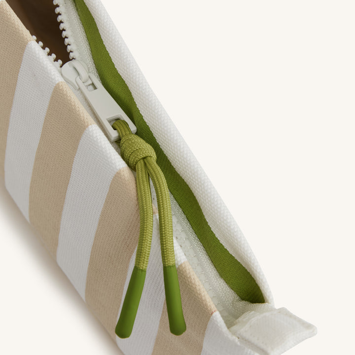 COMO Canvas Pouch in Taupe and Green