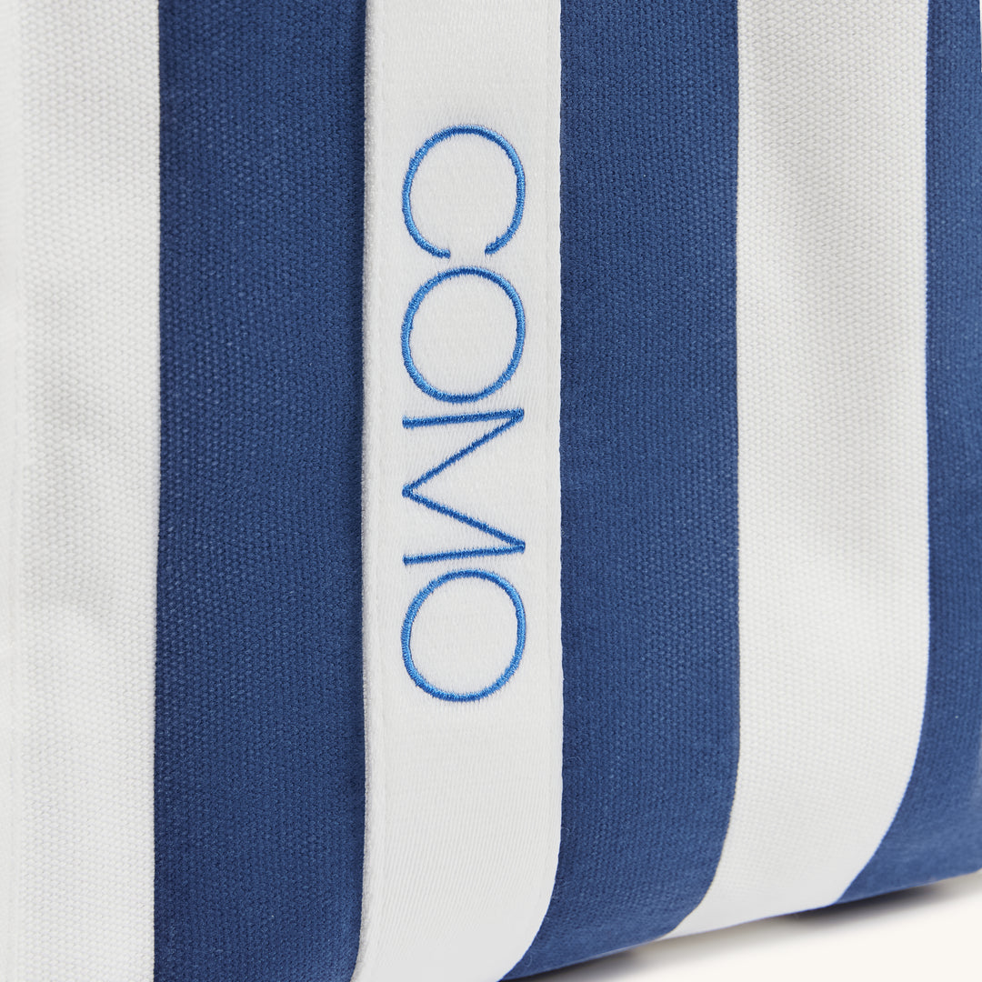 COMO Canvas Tote Bag in Navy and Klein Blue