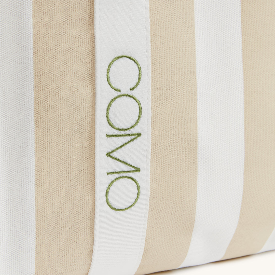 COMO Canvas Tote Bag in Taupe and Green