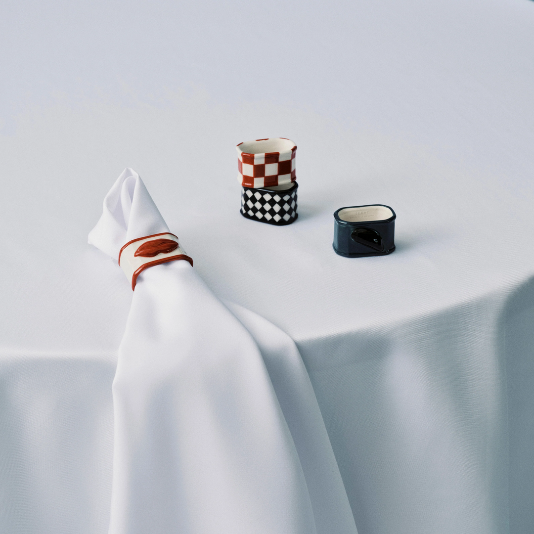 Chessboard Napkin Rings Set