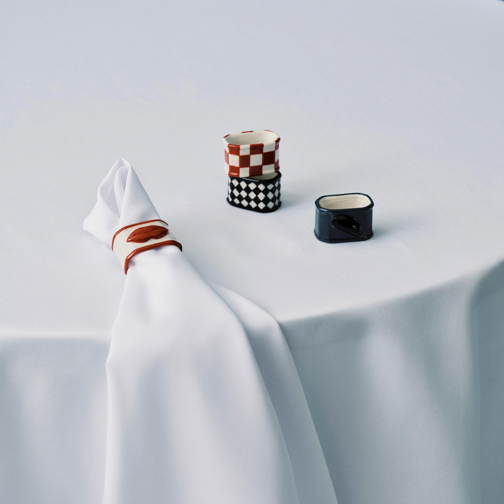 Chessboard Napkin Rings Set